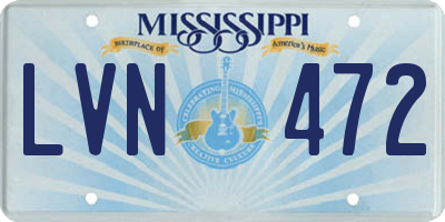 MS license plate LVN472