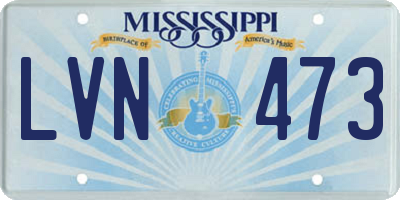 MS license plate LVN473