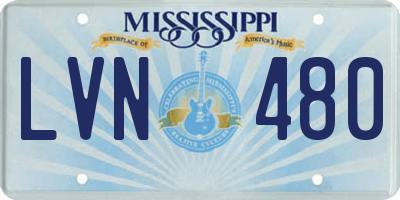 MS license plate LVN480