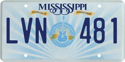 MS license plate LVN481