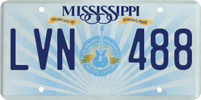 MS license plate LVN488