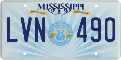 MS license plate LVN490