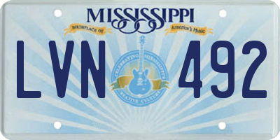 MS license plate LVN492