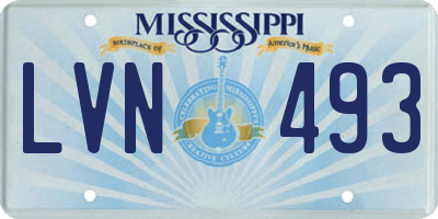 MS license plate LVN493