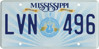 MS license plate LVN496