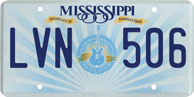 MS license plate LVN506