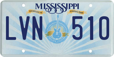 MS license plate LVN510