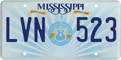 MS license plate LVN523