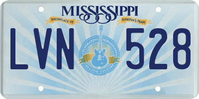 MS license plate LVN528