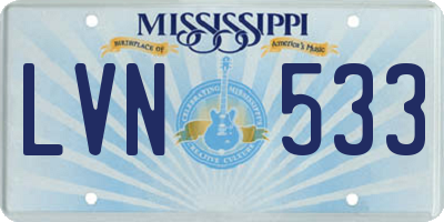 MS license plate LVN533