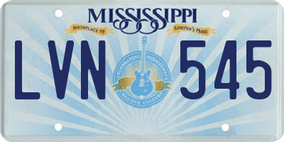 MS license plate LVN545