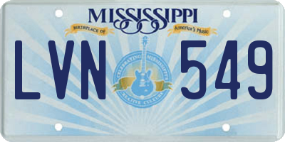 MS license plate LVN549