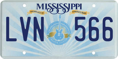 MS license plate LVN566