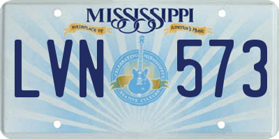 MS license plate LVN573