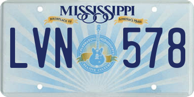 MS license plate LVN578