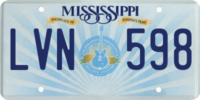 MS license plate LVN598