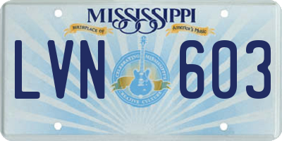 MS license plate LVN603