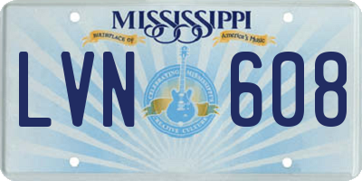 MS license plate LVN608