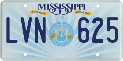 MS license plate LVN625