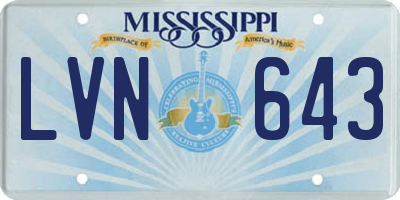MS license plate LVN643