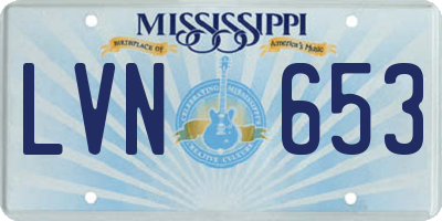 MS license plate LVN653