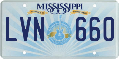 MS license plate LVN660