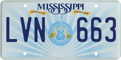 MS license plate LVN663
