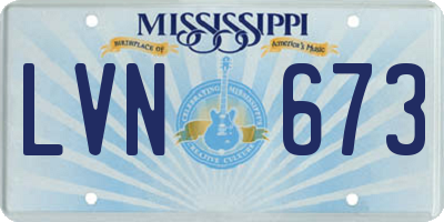 MS license plate LVN673