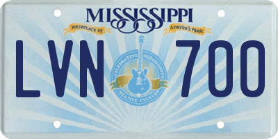 MS license plate LVN700