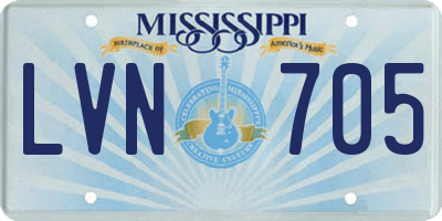 MS license plate LVN705