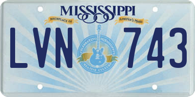 MS license plate LVN743