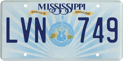 MS license plate LVN749