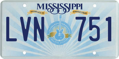 MS license plate LVN751
