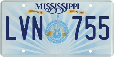 MS license plate LVN755