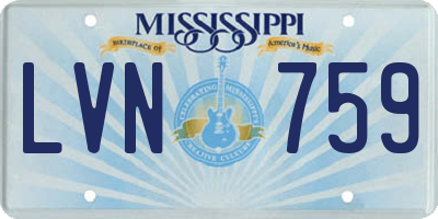 MS license plate LVN759