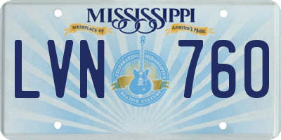 MS license plate LVN760