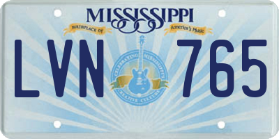 MS license plate LVN765