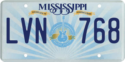 MS license plate LVN768