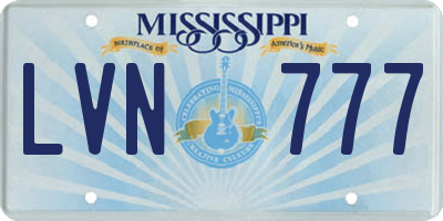 MS license plate LVN777