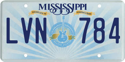MS license plate LVN784