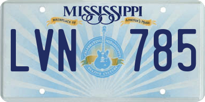 MS license plate LVN785