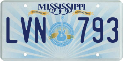 MS license plate LVN793