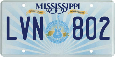 MS license plate LVN802