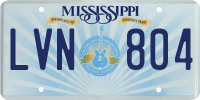 MS license plate LVN804