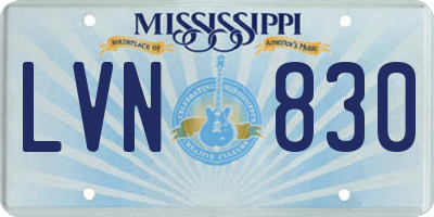 MS license plate LVN830