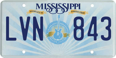 MS license plate LVN843
