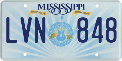MS license plate LVN848