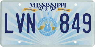 MS license plate LVN849