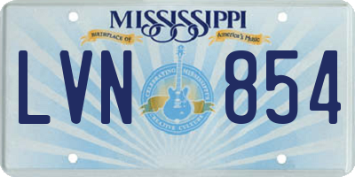 MS license plate LVN854