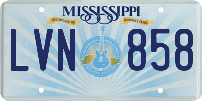 MS license plate LVN858